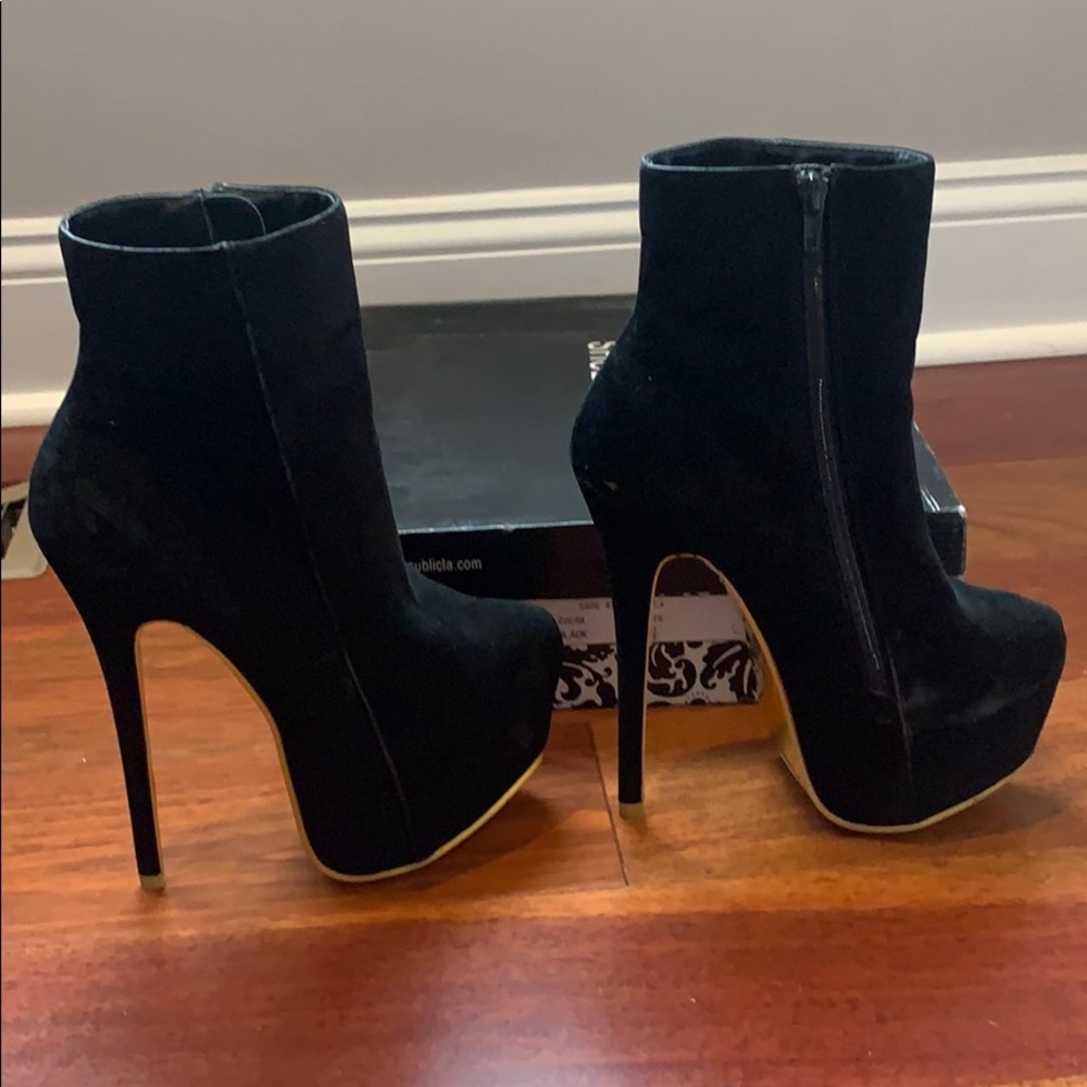 High heel platform suede gold bottom boots